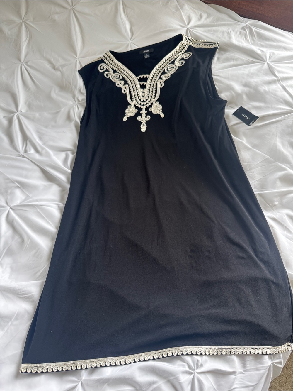 Alfani Black Midi Dress with White Trim Detail NWT
